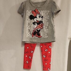 Disney New Minnie Mouse Girls Matching Set - Gray and Red